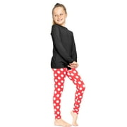 Stretch Is Comfort Oh so Soft Youth Girl's Set Long Sleeve Crew and Leggings Black and Red Polkadot Small